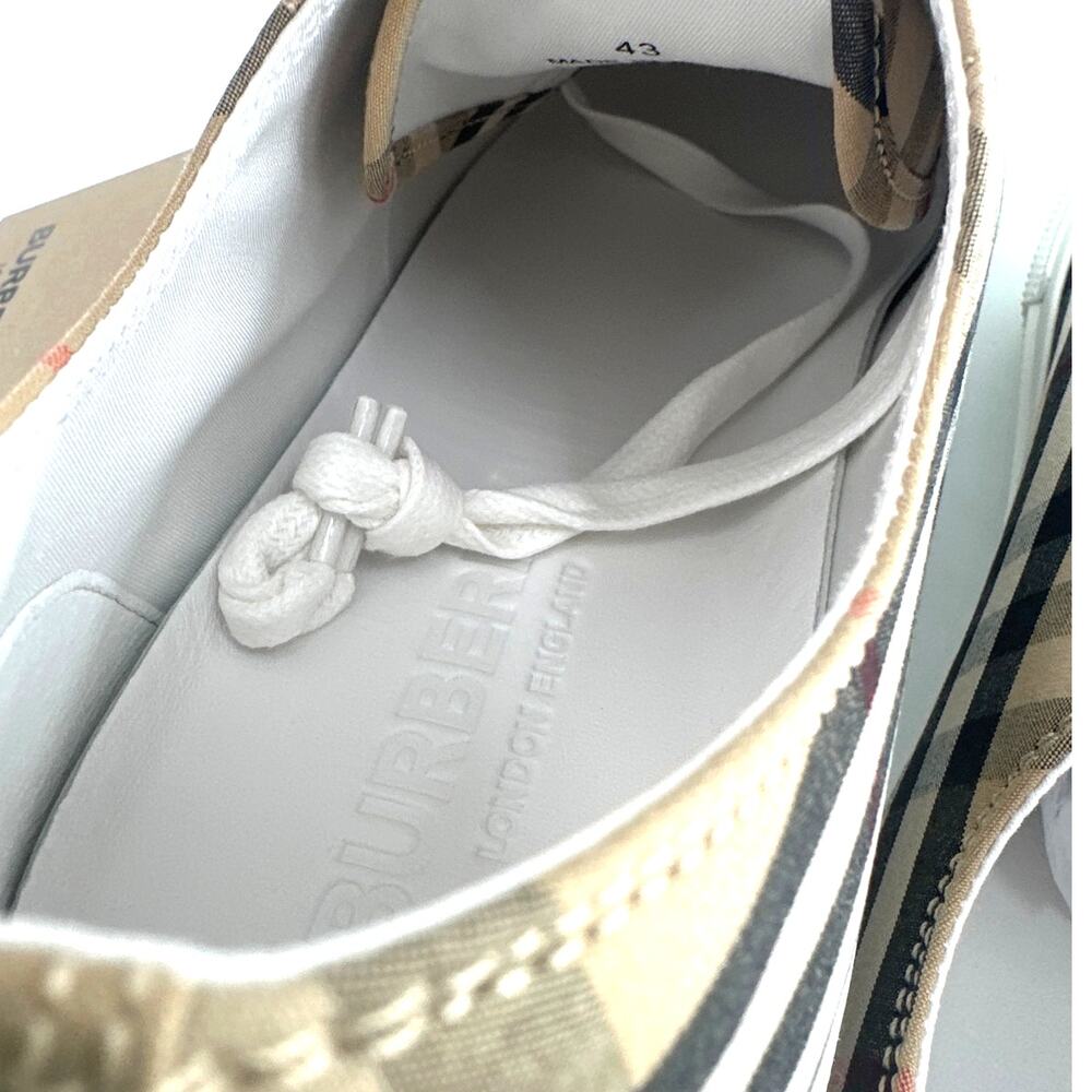 Burberry Archive Beige Logo Check Larkhall Sneakers 43/ Size 10 - Picture 6 of 14